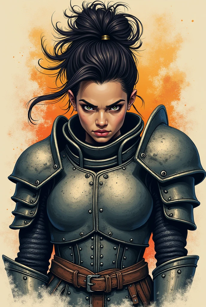 Create an image to tattoo with this text "You're always coming and going, all good! This time I already put on my armor. And even if nothing works, I will be standing, with your chin up. I wouldn't look good on your shelf.