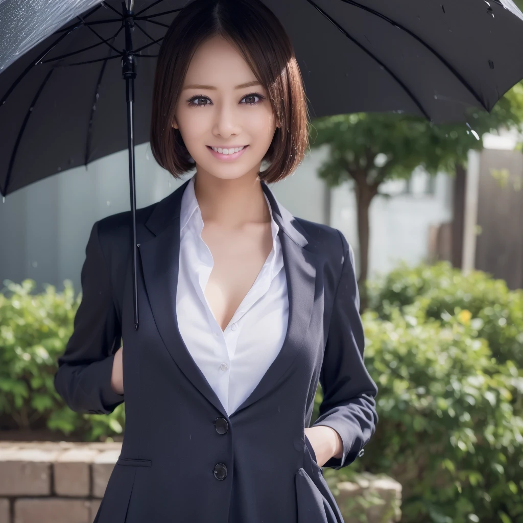 there is a woman with gigantic breast in a school uniform standing in the rain, wet shirt, can see bra behind shirt, pretty girl standing in the rain, after rain and no girls, raining, girl wearing uniform, in the rain, anime thai girl, raining award winning photo, school girl, just after rain, raining!, at evening during rain, wet from rain, rainy wet, raining portrait, beautiful and smiling, masterpiece, best quality:1.2),,(8k,highres,RAW photo,realistic,photo-realistic:1.3),(detailed skin texture,detailed cloth texture,beautiful detailed face:1.25),professional lighting,photon mapping,beautiful soft light,radiosity,physically-based rendering,raytracing, model shoot style, model shoot style, (extremely detailed CG unity 8k wallpaper), full shot body photo of the most beautiful artwork in the world,((ポニーテール))、((ツインテール))、((濡れて体に張り付いている服))、((濡れて肌が透けている服))