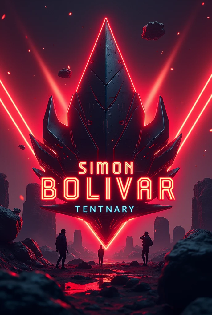 Make me an image to promote a video game tournament and that contains these words Simon Bolivar centenary in red and black