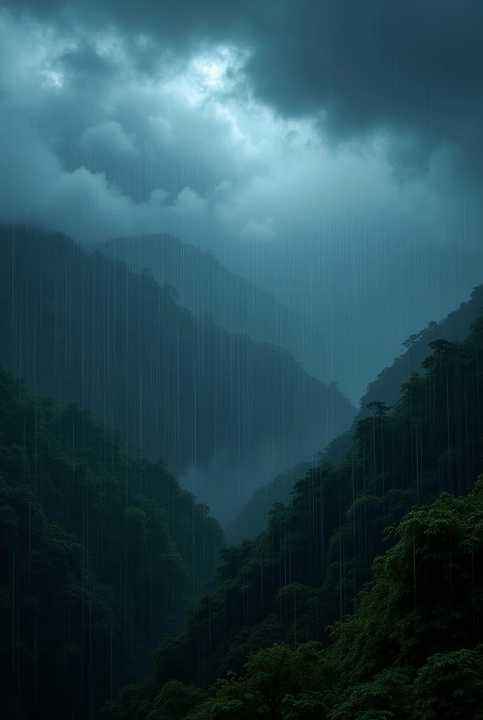 A rainy night in Jamaica in Mountain., more rain effects with 0 people, make the photo 9:16