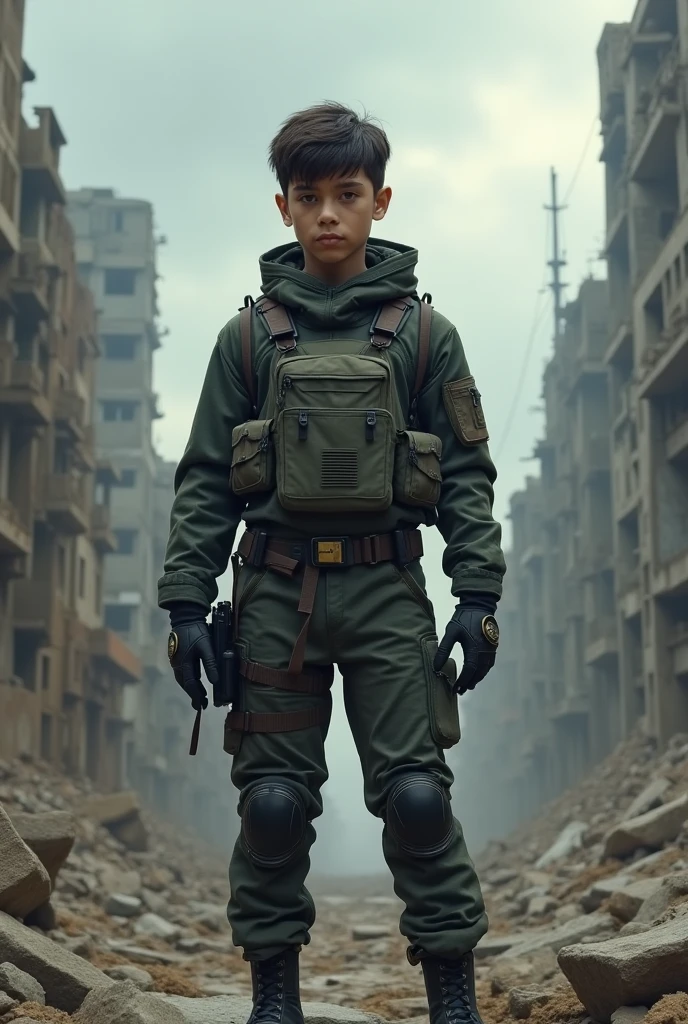 A ager male wearing simple battle suit