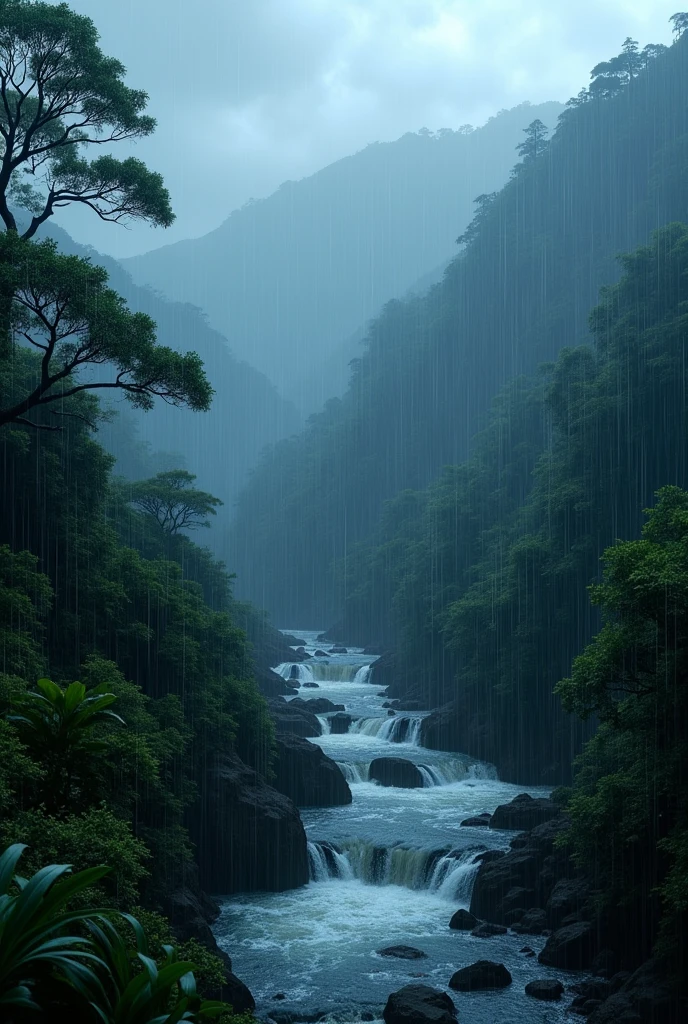 A rainy night in Jamaica in Mountain., more Heavy rain effects with 0 people.