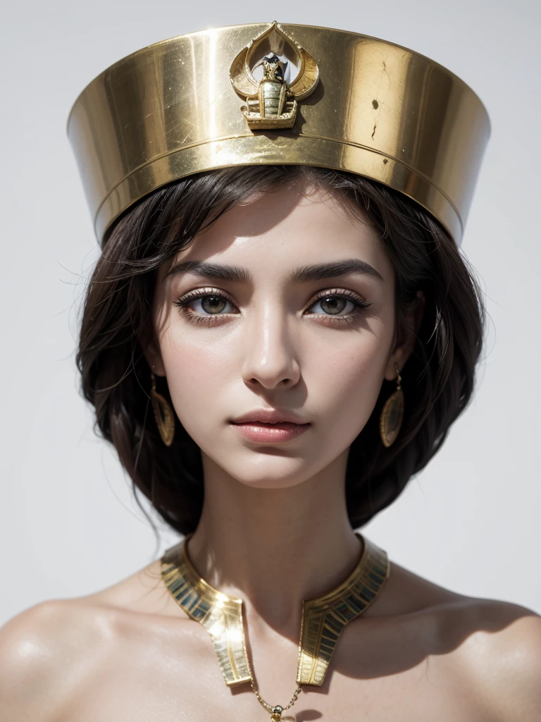 Beautiful Egyptian Queen Nefertiti, face of Egypt, Middle East, perfect,white background