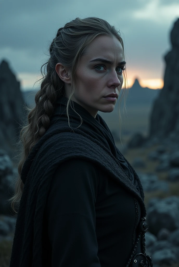 A 40 year old adult woman in Twilight style, Stark style from game off thrones