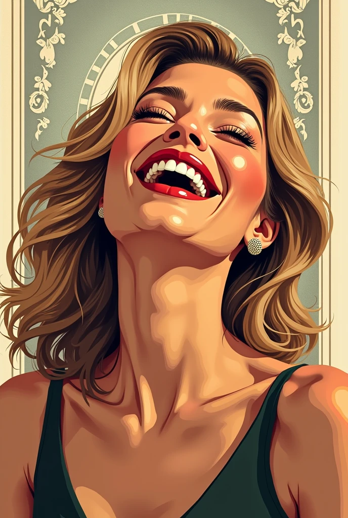 And do it Patrick Nagel style 
, Make Sandra cretu laughing with her characteristic laugh
