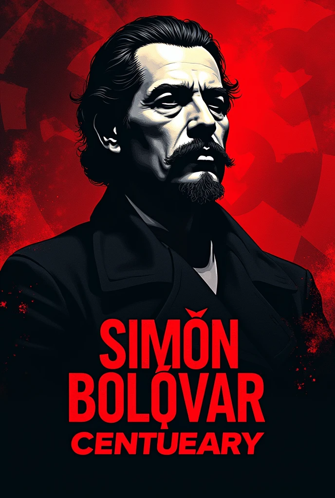 Make me an image to promote a video game tournament and that says this: Simón Bolívar centenary in red and black 