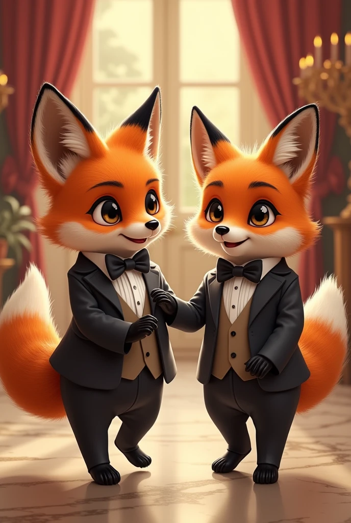 Generates cute foxes in a gala suit without pants