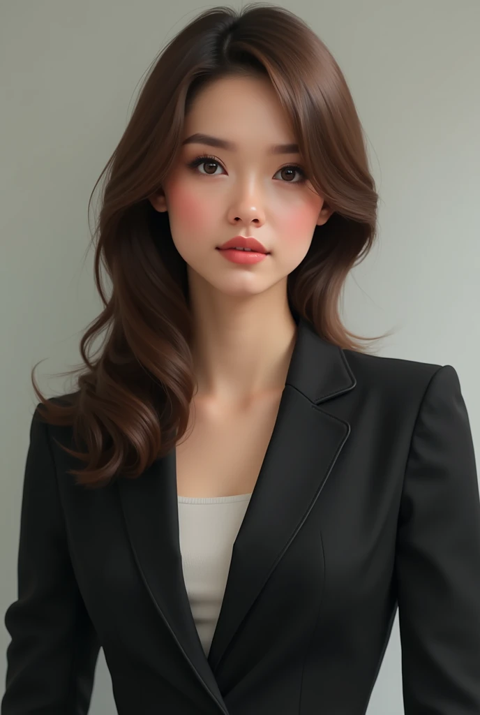 Portrait of a woman with a more formal more realistic more realistic blazer and only the upper part of the body