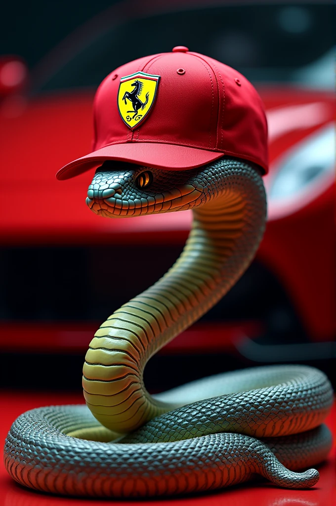 Snake with Ferrari cap