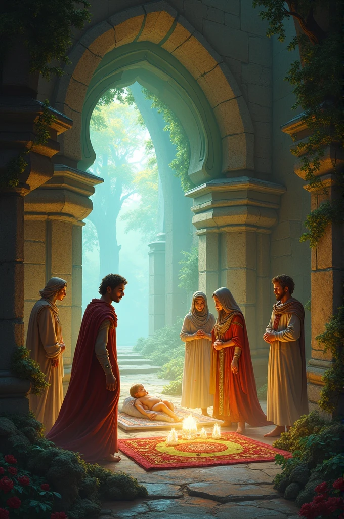 I need a picture of the magic kingdom of Avaloria, where a line of descendants of magic and a noble line of healers and protectors lived, A baby was born there