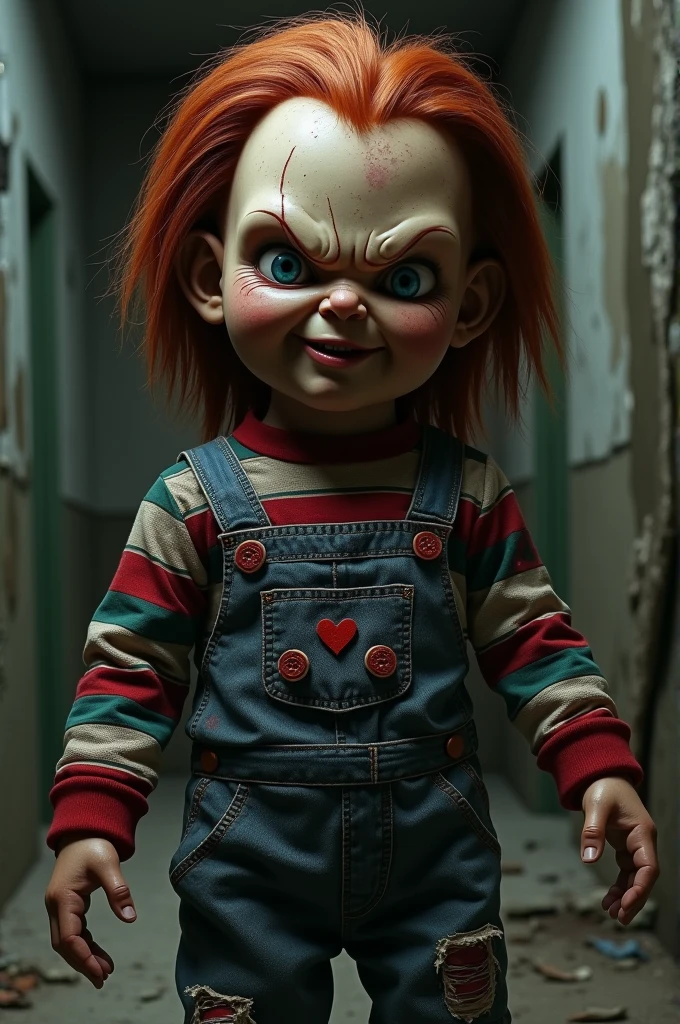 Create an image of chucky with malnutrition