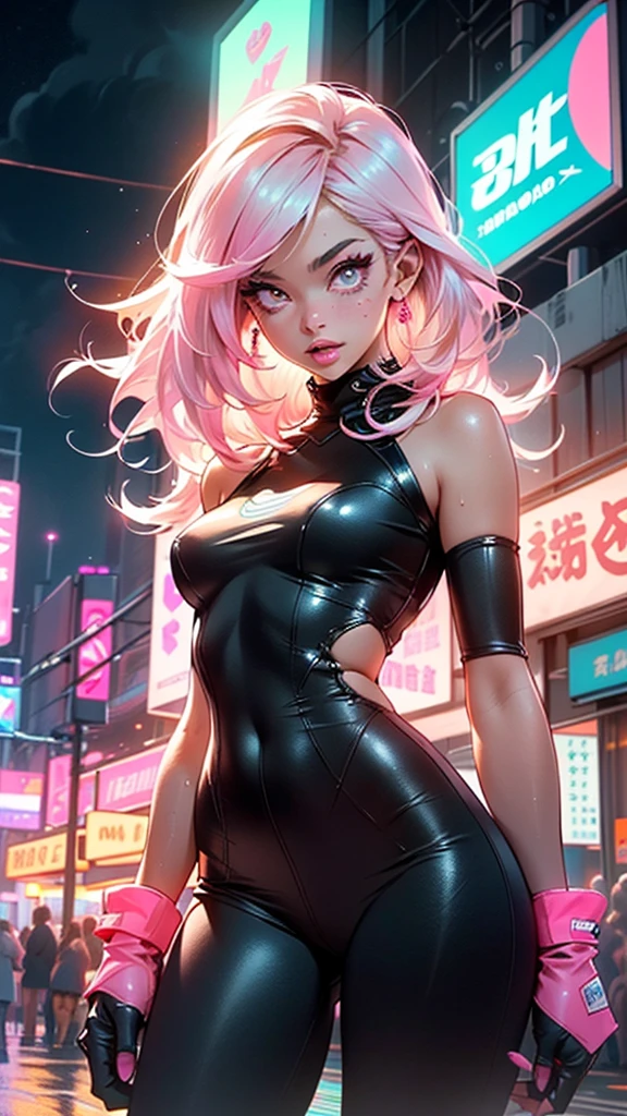 1 female,
pink hair,Princess cut,Long Hair,(((neon_pink_eye:1.3))),Complex eye,beautiful detailed eye,symmetrical eye,big eye:1.5,Chest,(Glamorous body,A little chubby,Excellent anatomy,Accurate body shape,detailed shota body for young ,Perfect Anatomy))),
真面eyeで思慮深い人,(Browsing Caution),
Saggy breasts,((Fat)),(((Shiny skin:1.5,Light Skin: 1.5,Sunburned skin,Glowing Skin,very Glowing Skin,Shiny body,Plastic Glitter Skin,exaggerated Glowing Skin,Glowing Skin,Wet legs))),(Detailed body),
Collar around the neck,The collar is attached to a thick dog lead,(small bulge in pants),trainer,Revealing clothing,Show some skin,(Micro clothes,Rave Fashion,Visible ties,Accessories LED),((Pants Straps)),((Wet clothes,Complex outfit,Complex clothes)),
(Dynamic pose:1.0),Focus Only,(Embarrassing,Open your mouth),(Centered,Scale to fit dimensions,Three-part method),
Cyberpunk city by the sea at night, with bright neon signs and dark stormy clouds and puddles, scenery:1.25,at night, Starry Night, universe,Very dark night that makes the neon lights stand out, very bright neon lights,at night, Starry Night, universe,
Artistic photography,(Photography by sldr),High resolution, Sharp focus,(Super detailed, Very detailed), (Photorealistic artwork:1.37),(Very detailed CG unity 8k wallpaper),((Synthwave Background Theme)),(((Vibrant colors))),Complex,(Complex background),(masterpiece),(Highest quality),perfectly rendered face,Perfect facial details,Realistic Face,Photorealistic,Analog Style,((Complex detail)),(((realism))),
