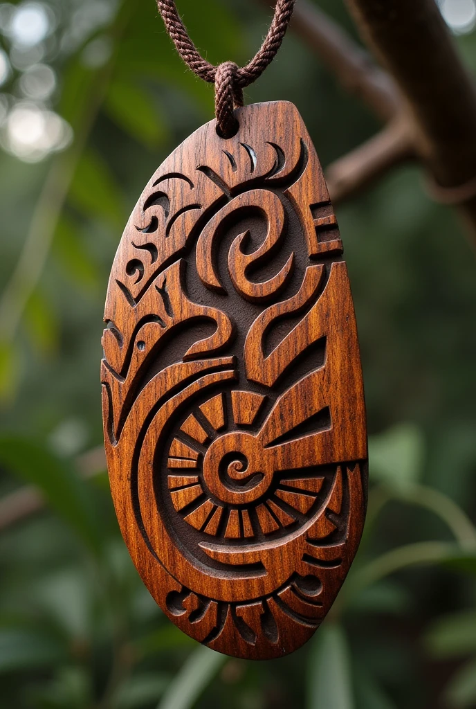 Wooden pendant inspired by Canaque culture
