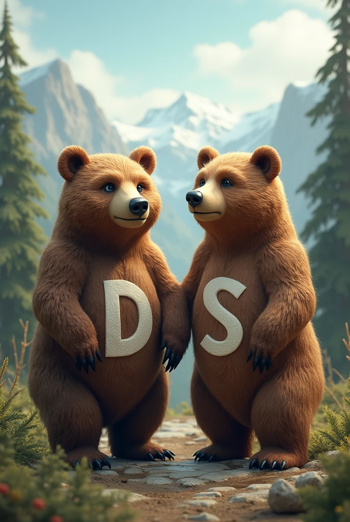 A bear with the letter D and a bear with the letter S
