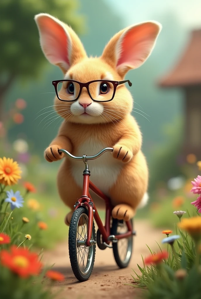 A rabbit with glasses and tandom