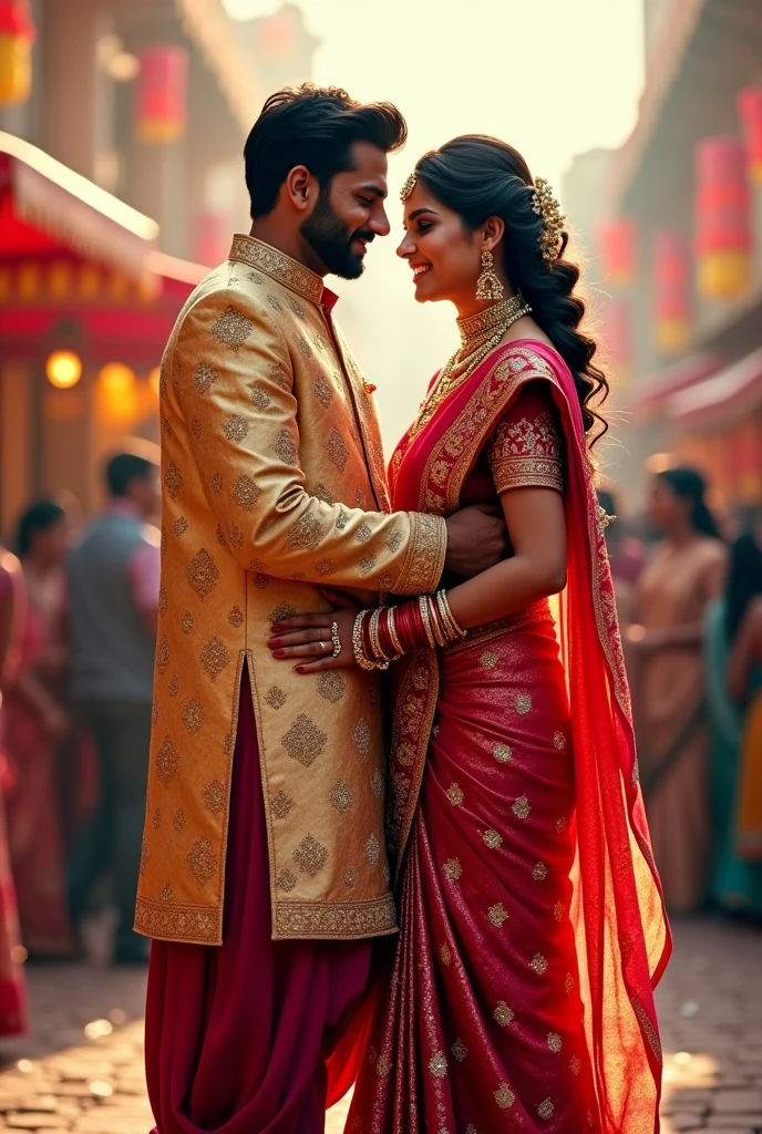 Indian husband and wife festival dress