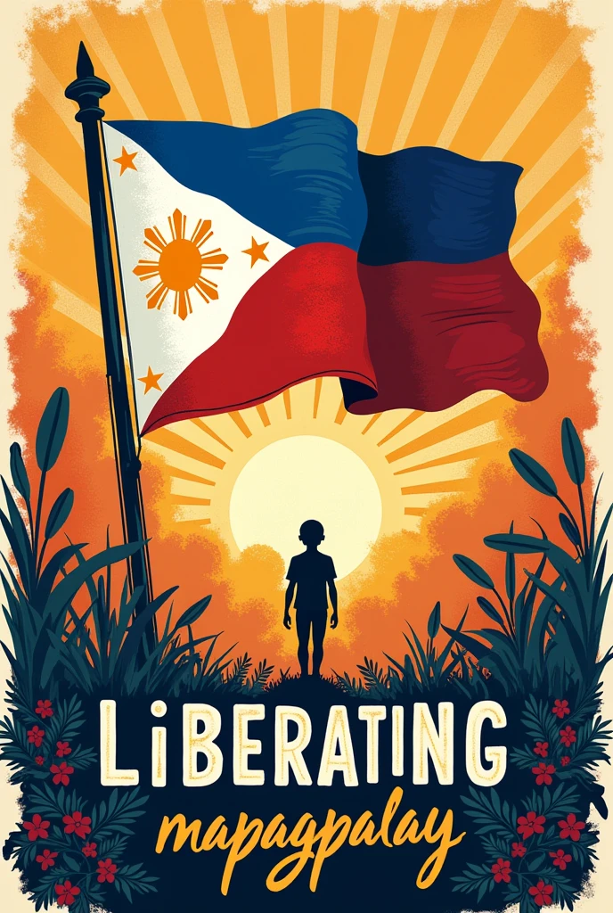 Wikang mapagpalaya poster making with Philippines flag that can be drawing