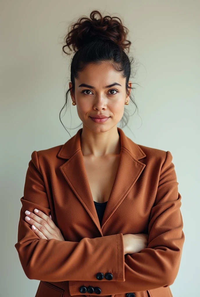 To create a book cover titled “What to Do When You’re Angry”, Here's a suggestion:

	1.	main image: Show a woman with an expression of contained anger, but with a posture that demonstrates self-control and firmness. She should be facing forward, with shoulders straight and head held high, symbolizing strength and emotional control. Avoid any aggressive gestures or postures to highlight your self-control.
Make a book cover 