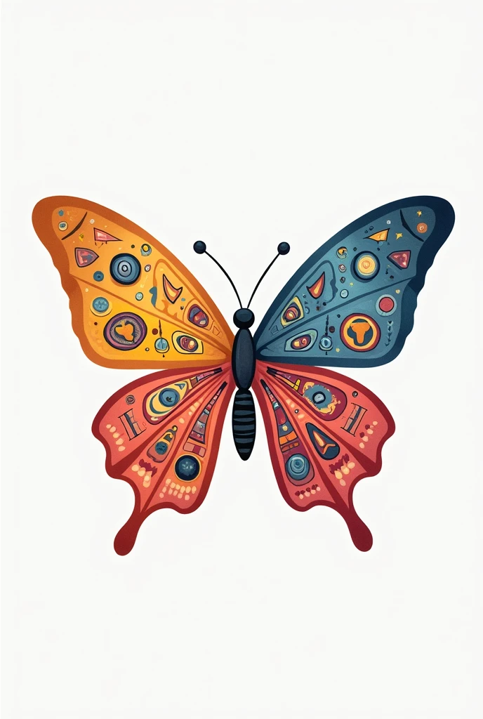 Create an illustration in Portuguese in the shape of a butterfly formed by the words "reception, quality of life, Amemos, humanisation, comfort, dignity, Family, Respect, health, science, interdisciplinarity, autonomy, CAUTION, Wet wet" the words must be in Portuguese