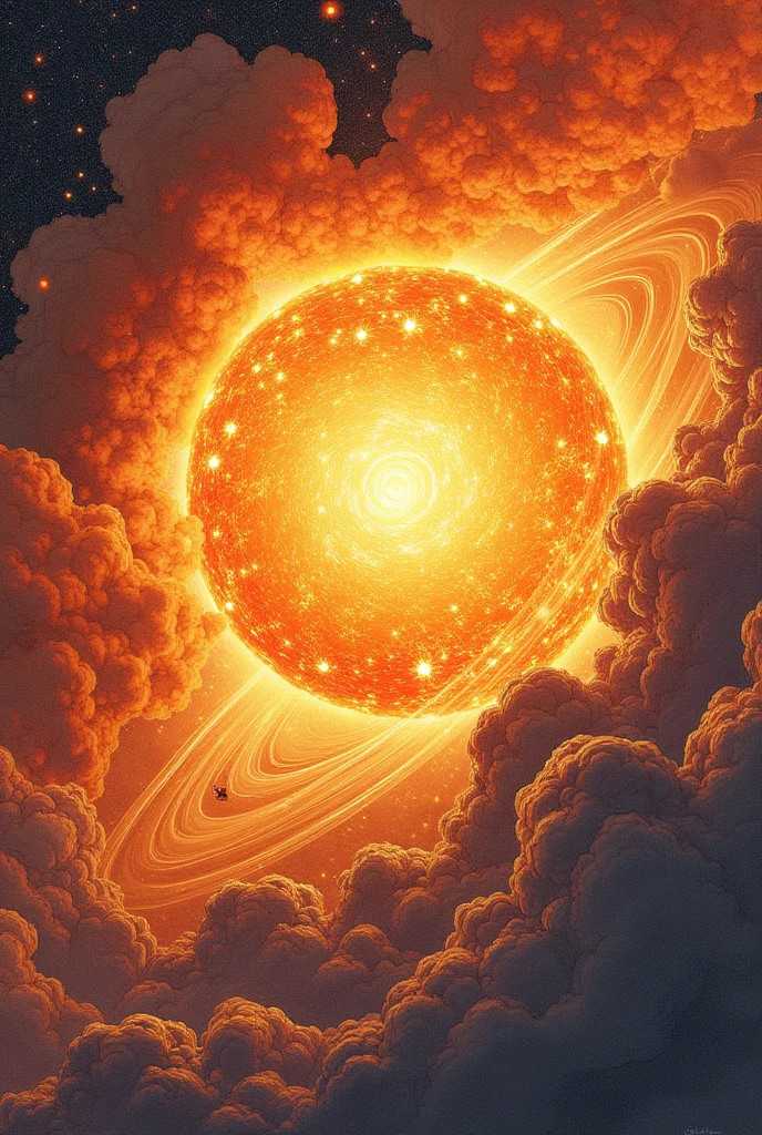 sun formed from huge cloud and gas comics
pencil