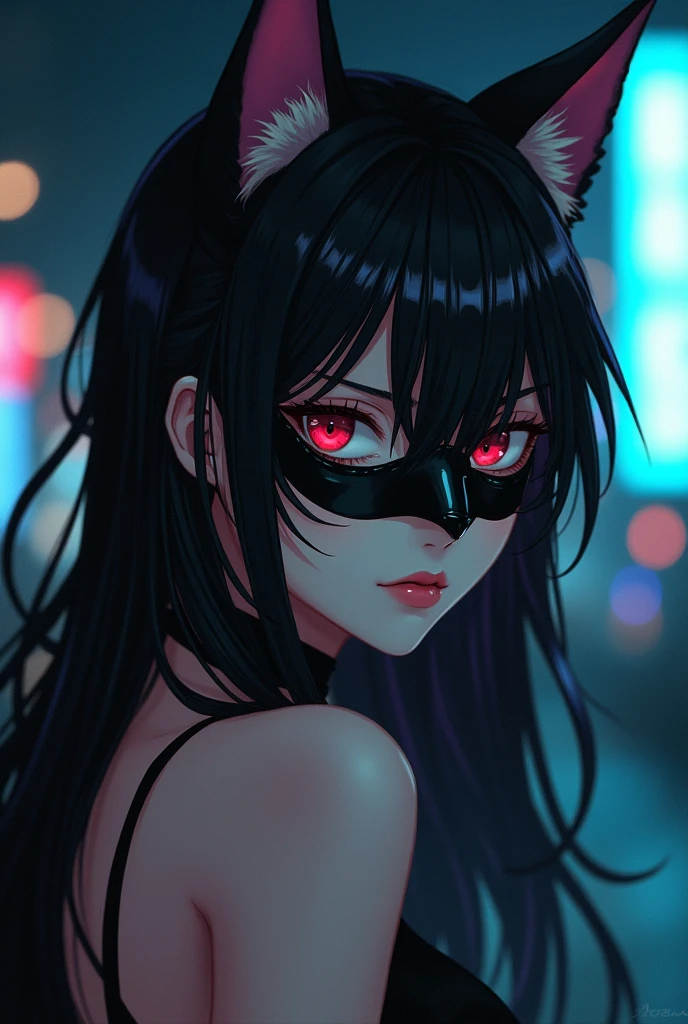 Sexy anime girl with cat mask