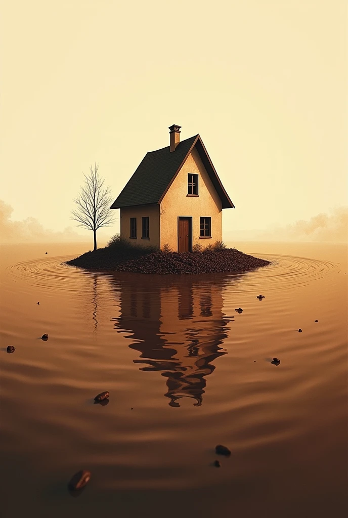 1 house flooding coffee art. Easy drawing 
