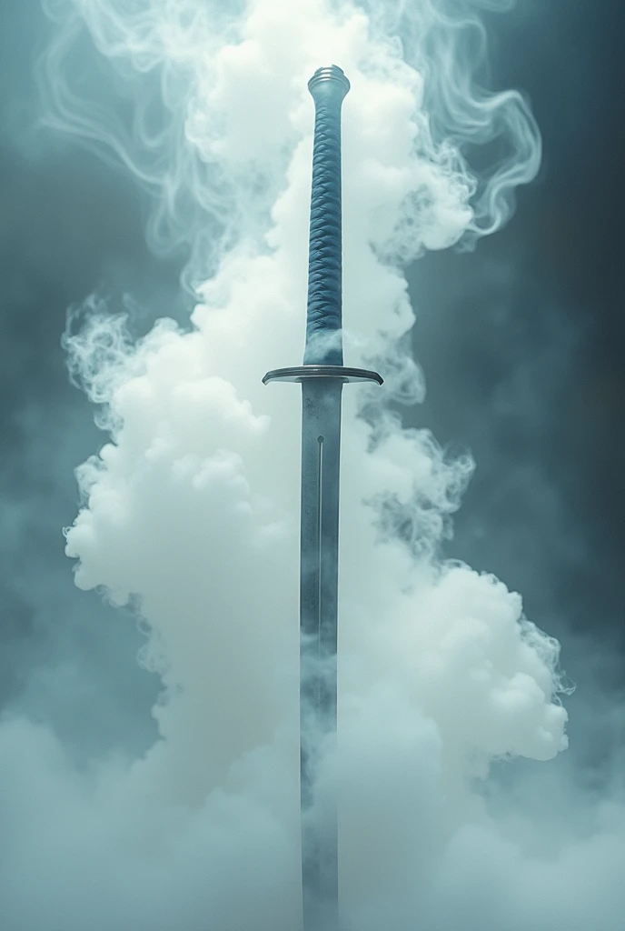 editorial photography,super detailed background,Super realistic,double exposure,depth of field,beauty super slender skinny vides,soft focus pure tone,narrative scene,White smoke rises from the blade of a long Japanese sword,