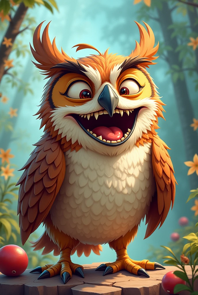 OWL WITH A BOXING FACE GIVING LOTS AND LOTS OF LAUGHING


