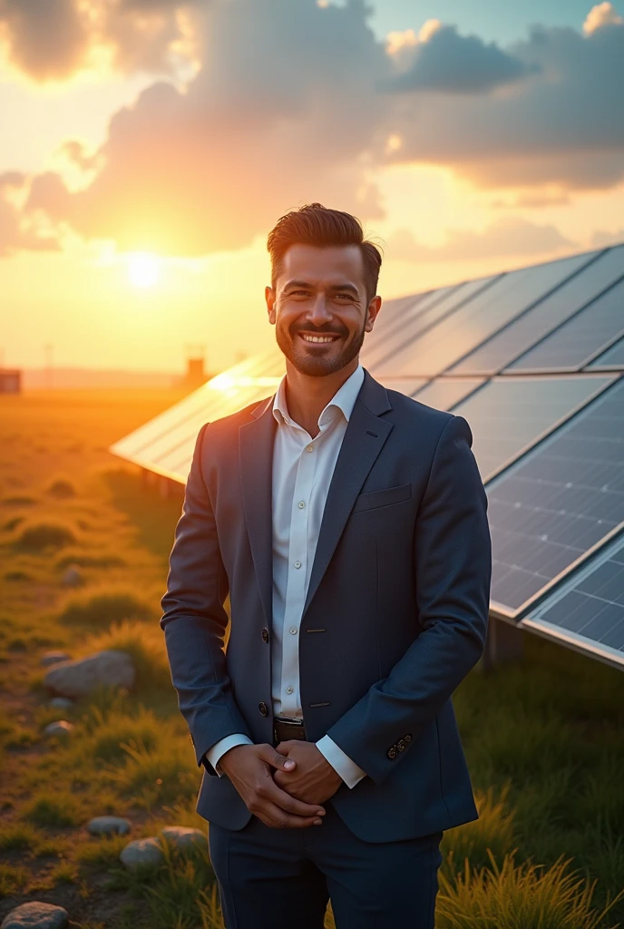 I need an image with my name Romário Barroso and my role as administrative assistant, with solar energy background theme. 
Add the name ONE ENGENHARIA 
