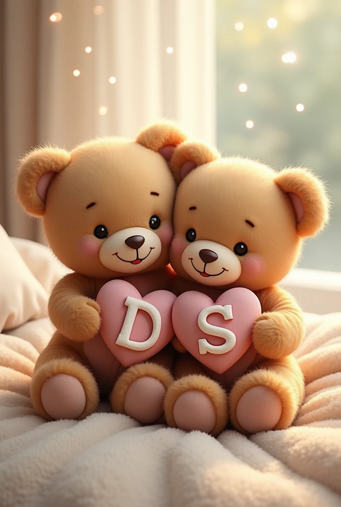 You have a little bear with the letter D and a tender little bear with the letter S hugging and sitting