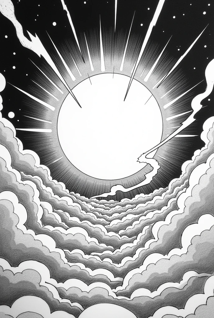 sun formed from huge cloud and gas comics 
pencil sketch Literal comics using only scarthes like in manga