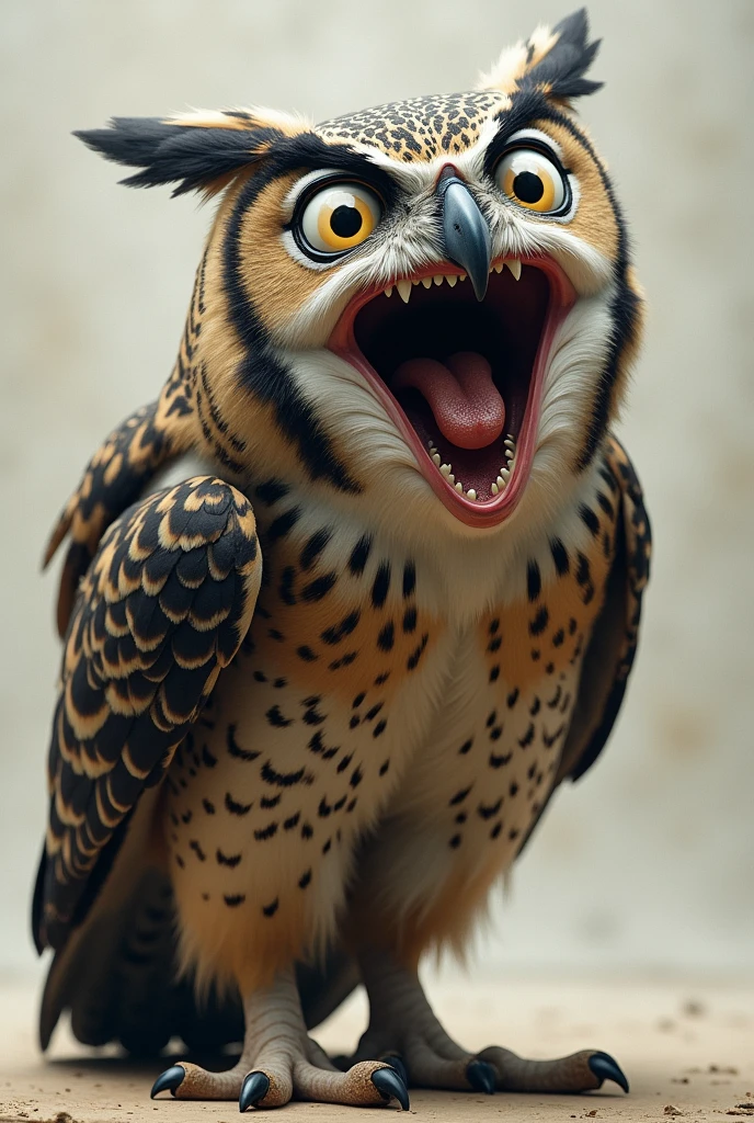 I WANT THE MOST REALISTIC OWL POSSIBLE, LAUGHING LOTS AND LOTS AND LOTS UNTIL TEARS CRY, FEELING SICK FROM SO MUCH MINIMALIST LAUGHTER







