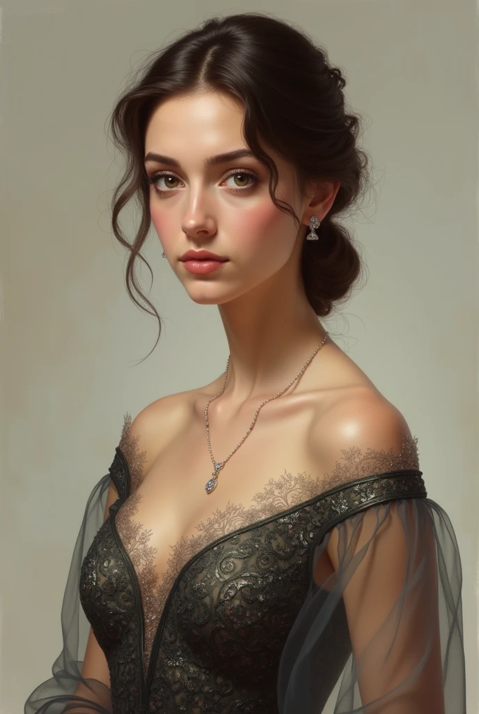 Woman in formal attire realistic portrait