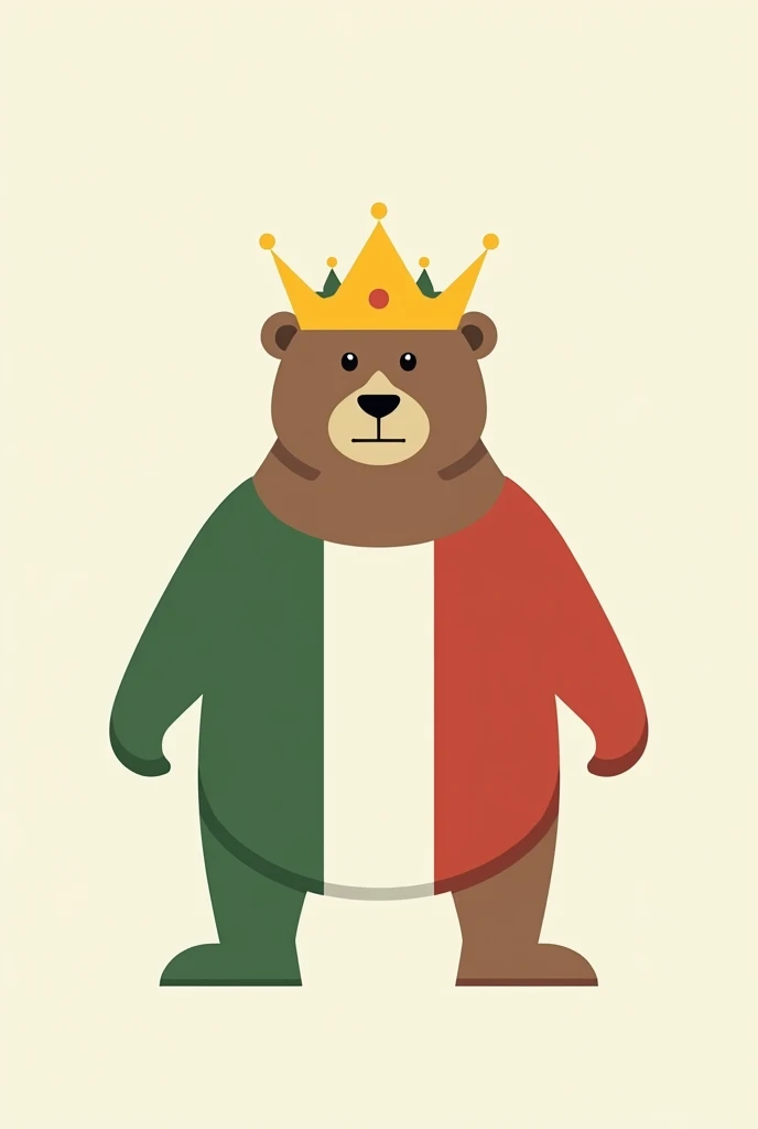 Make a Nike style logo, lacoste, but of a minimalist bear with a crown on its head in the colors of Italy