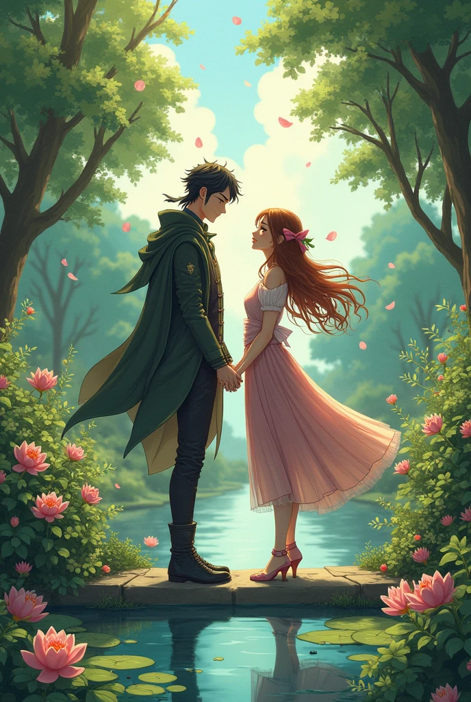 Hinata and Muzan couple in a garden