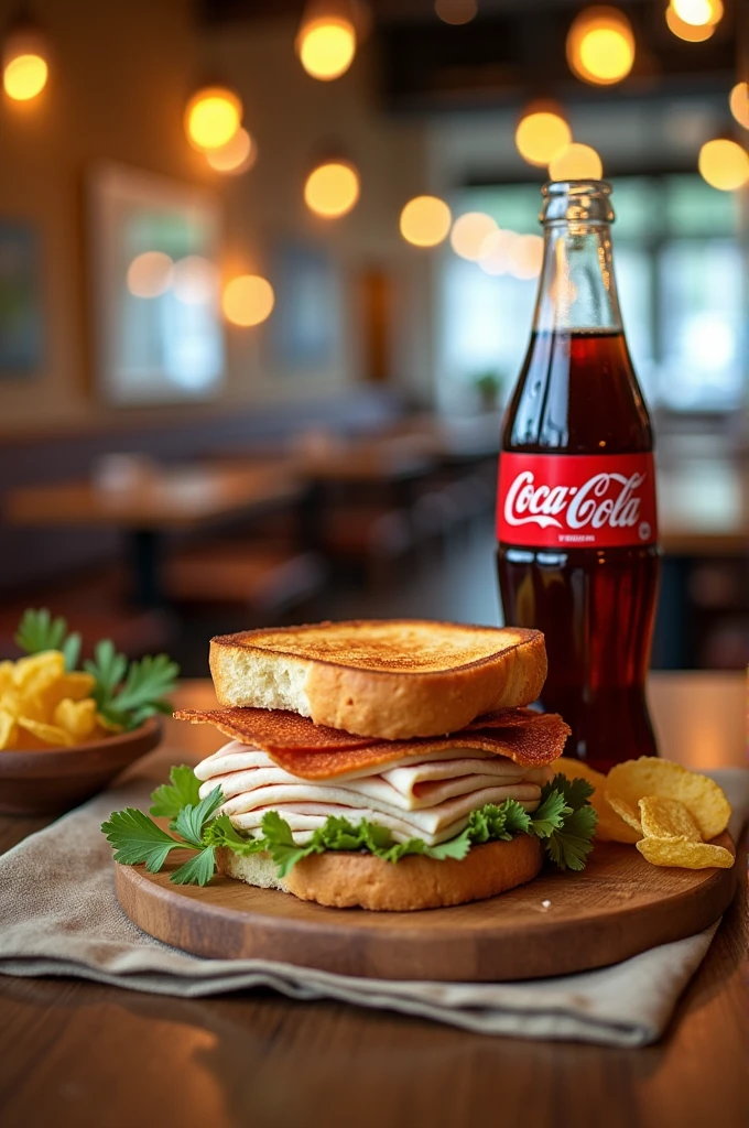 Sandwich de pavo y coca cola