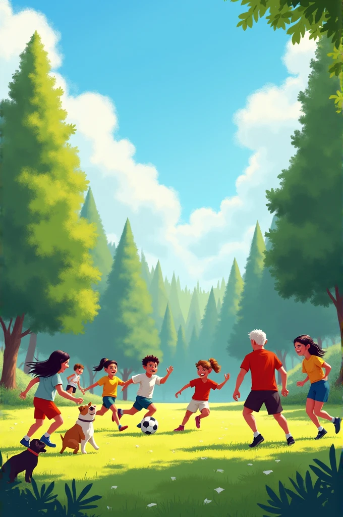 imageio:0 group gathered in a safe place, playing soccer and laughing, free from external pressures.