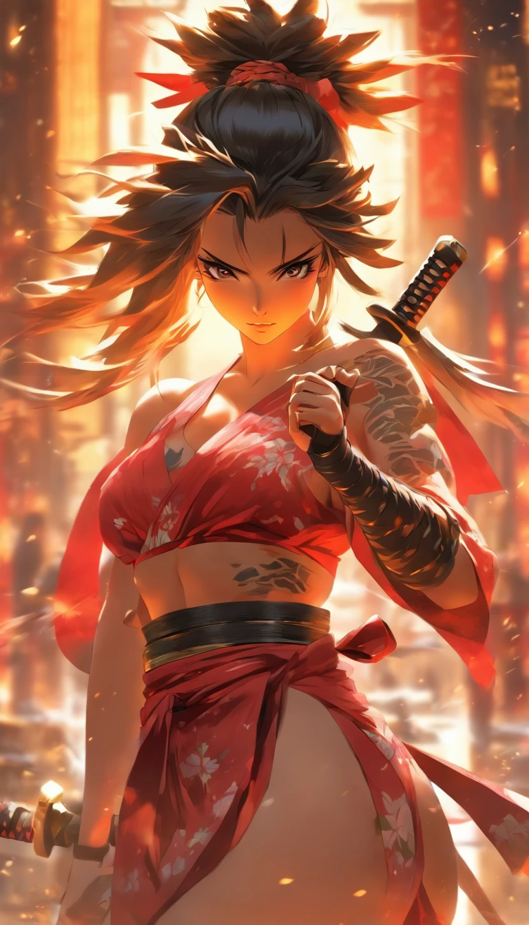 Samurai Swordsman woman In underwear Full body sexy underwear Full body sexy