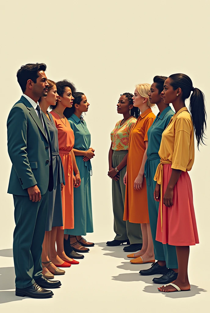  Theories on Consumption and Institutional Economics:
	• An image split in half: On one side, people following traditions and social norms (representing institutions), and the other, individuals creating their own LGBTQIA identities+, with different styles and choices