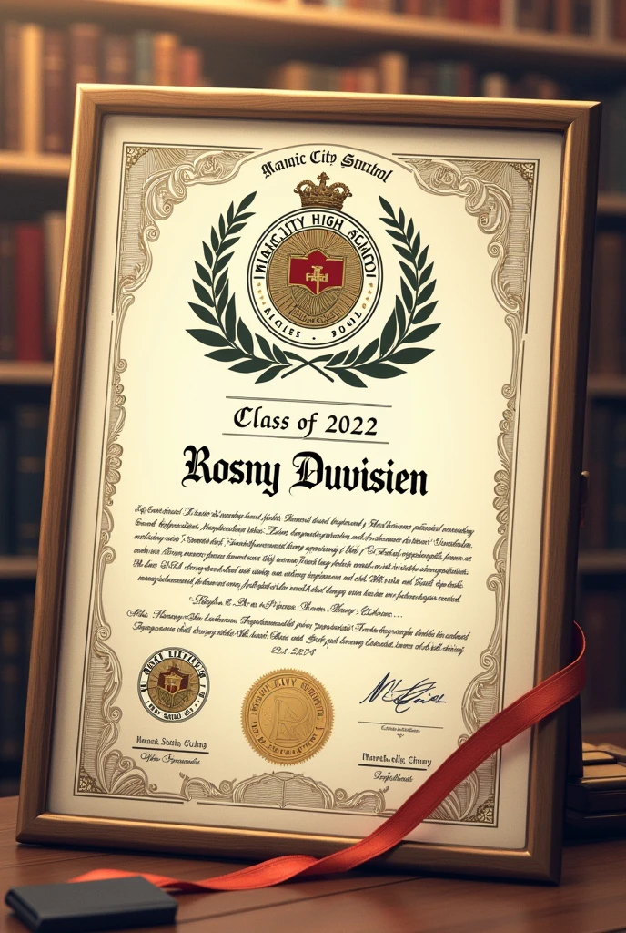 Created a high school diploma from magic city high schools 2022 the students name is Rosny Duvisien