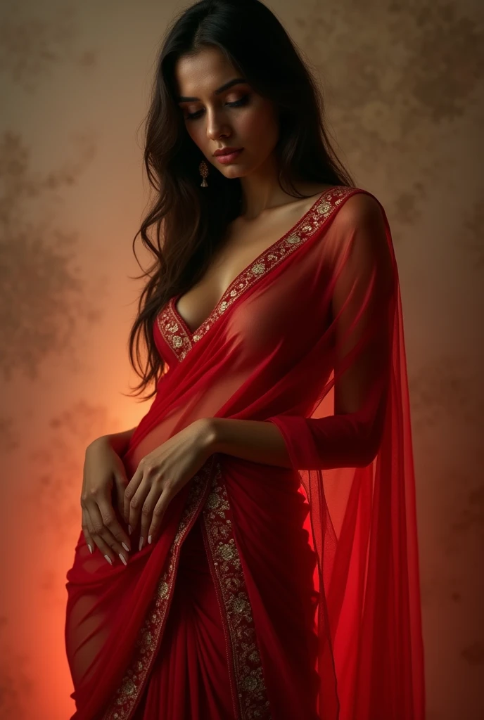 Beautiful Indian girl showing private parts in red saree 