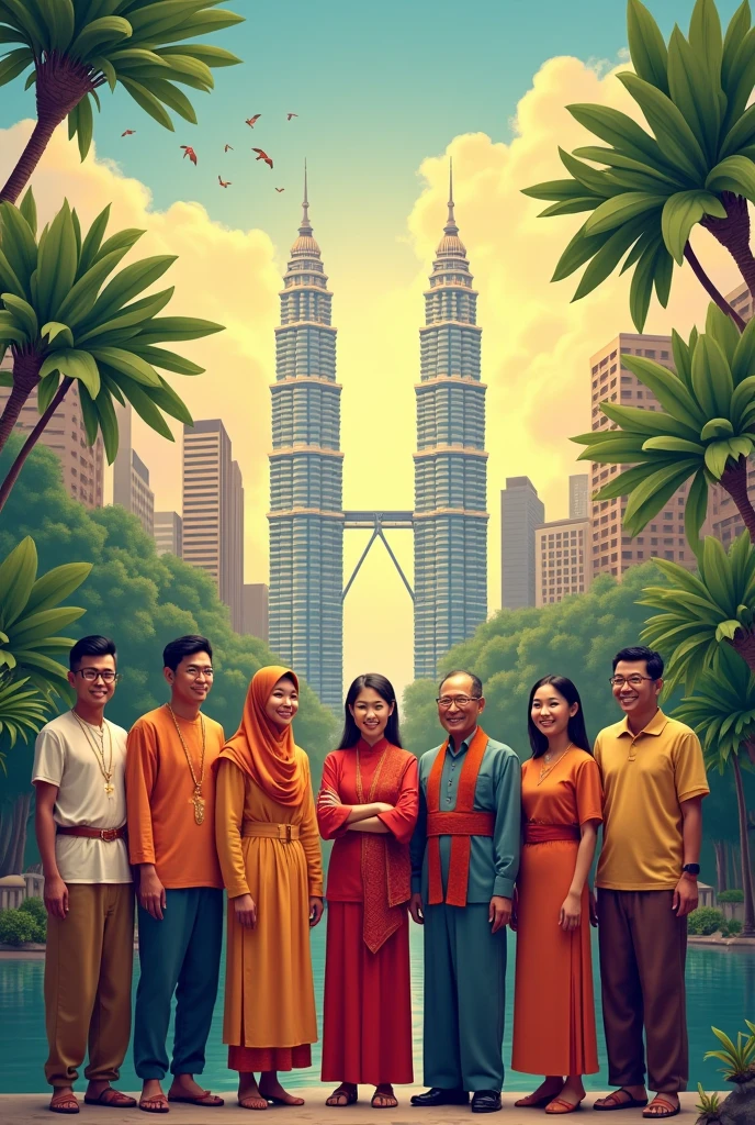 Malaysia is known as a country that has a population of various races, ethnicities, races and religions. You are asked to design a billboard on the theme of OURS. 