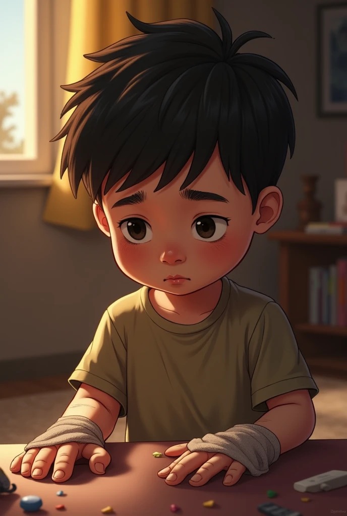 child lost the middle finger on his right hand