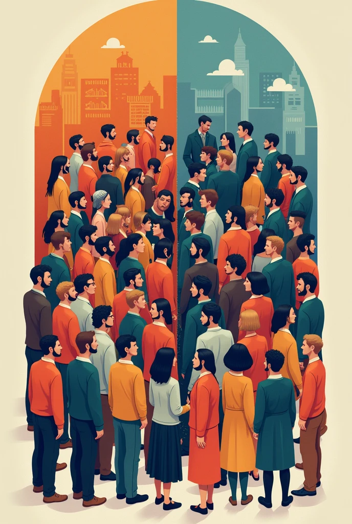  Theories on Consumption and Institutional Economics:
	• An image split in half: On one side, people following traditions and social norms (representing institutions), and the other, individuals creating their own LGBTQIA identities+, with different styles and choices