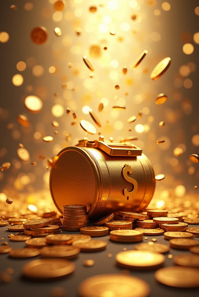 Splash coins and box in splash cash money background transparent for PNG format