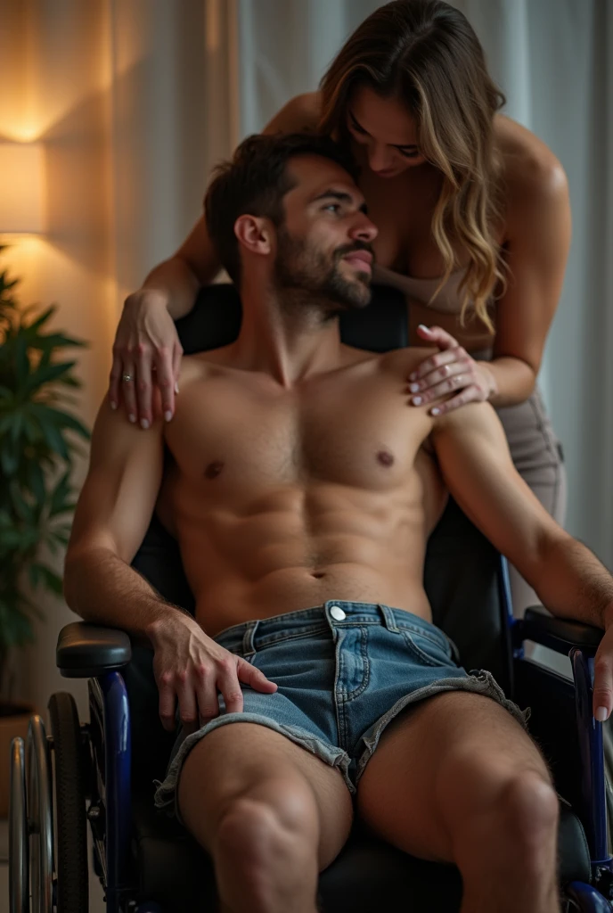 naked beautiful 16 year old girl giving a blowjob to a man in a wheelchair