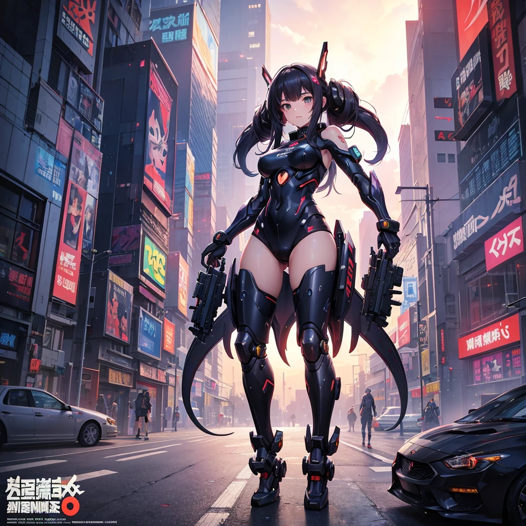 artwork in the style of Gwaiz, Cyberpunk Anime Girl Mecha, Trending on cgstation, Gwaiz, By Russell Dongjun Lu, Digital Cyberpunk Anime Art, Lostrun 8k, Gwaiz on artstation pixiv, Girl wearing mecha cyber armor,Tentacles