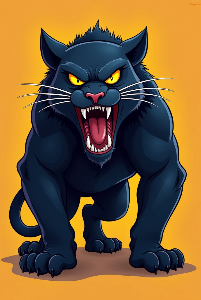 An angry black panther like a cartoon mascot 