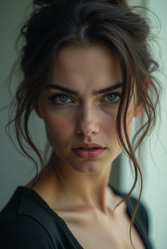Create a digital book cover. On the cover there is an angry woman with an angry expression on her face, but she is controlling herself so as not to be aggressive..