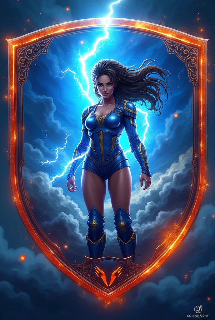 Create a team shield with the lightning girls theme